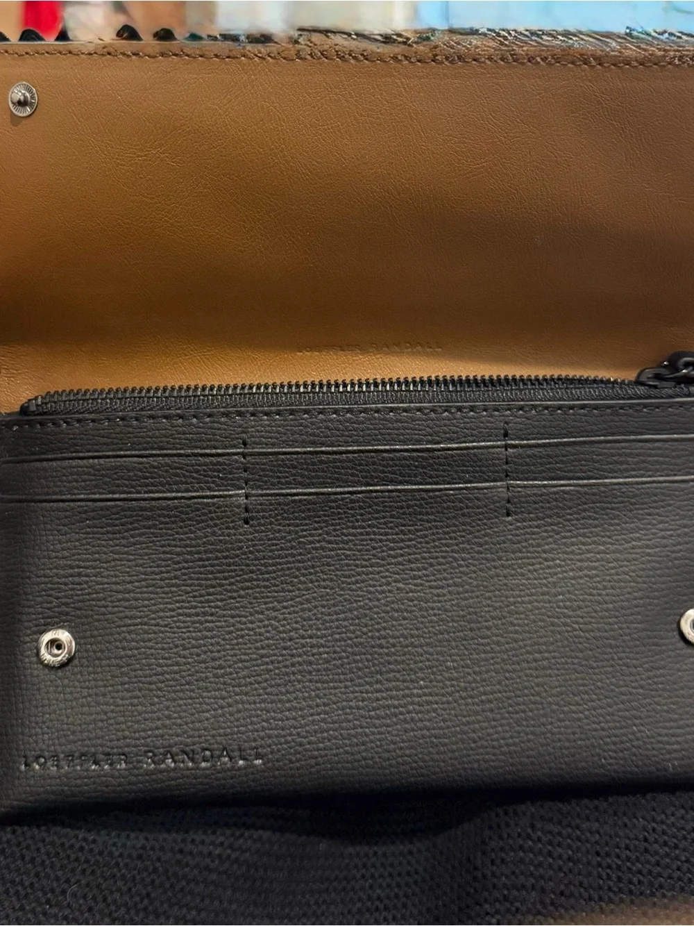 Black Leather Clutch/ Wallet with Wavy Trim